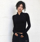Women's Fashion Long-sleeve Zipper Base All-matching Top