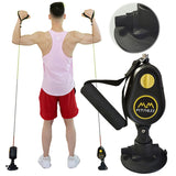 Resistant Band Abdominal Muscle Stimulator with Suction Cup Pulley Fitness Rope Trainer - 360 Degree Rotating for Home Gym
