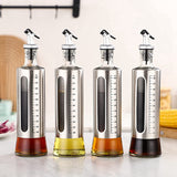 4 Pack Bottle, 500Ml Olive Vinegar Bottle Set, Stainless Steel Glass Oil Dispenser With 1Pcs Funnel