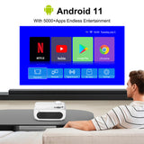 H96 Max PJ-X6 Android 11 1080P 280 ANSI BT5.4 2GB 16GB WIFI6 Home Movie Projector