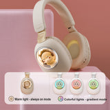 Bluetooth 5.1 Cartoon Headphone Flash Light Cute Headphones Wireless Mic LED Kids Girls Stereo Phone Music Headset Gamer