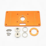 Trimming Machine Flip Board Auxiliary Tools Aluminum Router Table Insert Plate w/ 6 Insert Rings universal Woodworking Tools