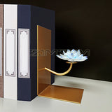 Ceramic Lotus Bookend Desktop Stand New Chinese Style Book Storage Holder Metal Handicrafts Study Cabinet Decoration