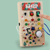 Busy Sensory Toys Wooden With LED Light Switch Control Board Travel Activities Children Games, Fine Workmanship Durable