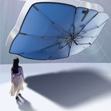 Foldable Sun Shade with Ring Pull Cord Front Windshield Car Sunshade Umbrella for Sedan SUV Pickup