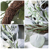 17 Inch Eucalyptus Greenery Spring Farmhouse Garland Plastic Wreath For Front Door Wedding Wall