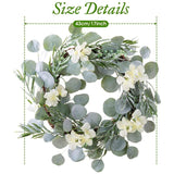 17 Inch Eucalyptus Greenery Spring Farmhouse Garland Plastic Wreath For Front Door Wedding Wall