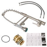 Crane Tap with Dual Spout Hot Cold Water Mixer Kitchen Sink Faucet Brass Pull Down Spring Dual Swivel Spouts Deck Mounted