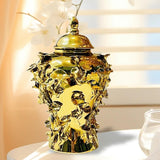 Porcelain Ginger Temple Jar - Ceramic Vase with Lid for Collection & Storage