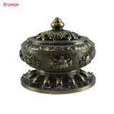 Auspicious Eight Treasure Lotus Incense Burner Alloy Plate Incense Burner Tantra Lotus Flower Censer Antique Incense Burner