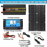 12V to 220V Panel System 18V 18W Solar Panel+30A Charge Controller +Pure Sine Inverter Complete Power Generation Kit