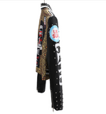 Women's European And American Fashion Print Short Leather Jacket