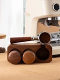 Coffee Handle Bracket and Walnut Hammer Base Set - Solid Wood Press Holder for 51/54/58mm