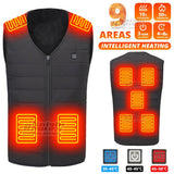 9 Areas Self Heating Jackets Men's Heating Jacket Women's Warm USB Heating Vest Heating Jacket Winter Fishing Camping Ski Warm