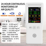 9 In 1 Air Quality Detector LCD Display PM2.5 PM10 HCHO TVOC CO CO2 AQI Temperature Humidity Multifunctional Air Quality Monitor
