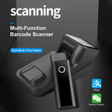3-in-1 Barcode Scanner Handheld 1D Bar Code Reader Support BT 2.4G Wireless USB Wired Connection with Charging & Scanning