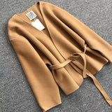 Double-sided woolen cross-tie coat