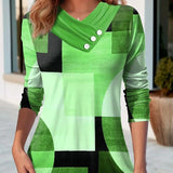 Geometric Stitching Contrast Color Women's V-neck Jumpsuit