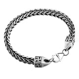Silver Swastika Woven Bracelet Trendy Men's Domineering Rough Style