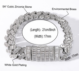 Men's Wide Cubic Zirconia Diamond Flap Buckle Bracelet