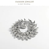 Shining Round Brooches For Women Unisex Crystal Big Flower Party Office Brooch Pin Gifts