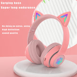 Cute Cat Ears Kids Wireless Headphones with Mic LED Bluetooth 5.0 Cartoon Headset for Girls Music Children's Earphones