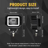 2PCS Motorcycle LED Headlight Projector Lens Dual Color ATV Scooter Driving Fog Light Auxiliary Square/Round Spotlight Lamp