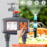 Outdoor Smart Sprinkler for Garden Hose - 2 Outlets, LCD Screen, Programmable Irrigation Timer with Automatic/Manual Modes