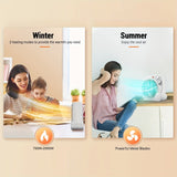 1pc 2-in-1 Desk Fan and Heater Combo - 2000W Power, 2-Speed with Thermostat and Overheat Protection for Office and Bedroom - Stay Comfortable All Year Round