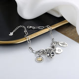 Sterling Silver Creative Heavy Industry Crown Multi-Style Bracelet