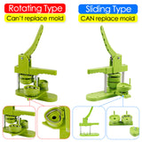 Heart Shaped Button Maker with 100-Set Making Parts Kit - DIY Rotating/Sliding Type Press Machine Badge Pins Set
