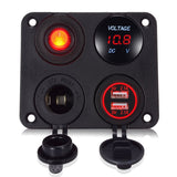 DIY Dual USB Charger 4.2A Voltmeter Cigarette Lighter ON-OFF Switch Four Functions Panel for Car Boat Marine RV Truck Camper