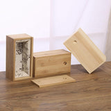 4 Pack Unfinished Wood Storage With Slide Lid, Vintage Keepsake Case Cards Container Small Gift Box For Art Hobbies, Durable