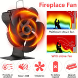 1pc, Wood Stove Fan, Fireplace Fan For Wood Burning Stove, 5-Blade Heat Powered Fan, Wood Stove Accessories, Quiet Operation Circulating Warm Air, Include Magnetic Thermometer
