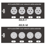 1Pair 4-Channel 3-Pin XLR Audio And DMX Over Network Cable Extender DMX512 Network Signal Extender Black