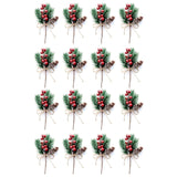 Red Berry Stems Pine Branches Evergreen Christmas Berries Decor 16 PCS Artificial Pine Cones Branch Craft Wreath Pick