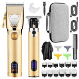 LM-2033 Resuxi Cordless Professional Trimmer All Metal Body Low Noise Electric Hair Clipper 2 in 1 Set with Travel Bag for Men