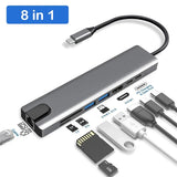 Type C To 2 HDMI-compatible Dual Monitor with Gigabit RJ45 USB HUB PD 3.5mm SD/TF USB-C Data Transmission Adapter