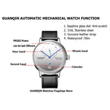GUANQIN Business Fashion Style Luxury Men's Watch Mechanical Automatic Sapphire Stainless Steel  Waterproof Bracelet Accessories