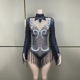 Mesh Perspective Pattern Tassel Style Wrapped Hip Short Skirt Evening Dress