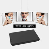 3-Way Selfcut with 360-Degree Rechargeable LED Light, 1500mAh Li-battery - Self Haircut & Fullbody Barber Mirror for Home