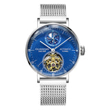 GUANQIN New Mechanical Tourbillon Luxury Men's watches Steel shell Moon Phase Automatic watch for men Waterproof Leather Watch