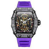 New Diamond Hollow Full-automatic Mechanical Watch Man ONOLA Luxury Fashion Tape Waterproof Watch for Men Relogio Masculino