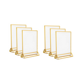 6Pack 5X7 Inch Clear Acrylic Sign Holder with Gold Borders and Vertical Stand, Double Sided Table Holders for Wedding