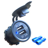 DIY Kit 4.2A 12V/24V USB Power Outlet Waterproof Charger with Switch Blue for Car RV ATV Boat Marine Motorcycle Mobile