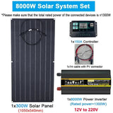 110V/220V System 300W ETFE Solar Panel+150A Charge Controller+4000W 6000W 8000W Inverter Power Generation Kit