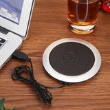 USB Thermal Insulation Heating Hot Drink Warm Milk PU Leather High Temperature Heater Office Coaster