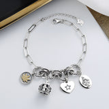 Sterling Silver Creative Heavy Industry Crown Multi-Style Bracelet