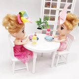3Pcs/Set 1:12 Miniature Furniture White Wooden Dining Table With 2 Chairs Dollhouse Decorations Accessories