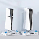 Stand PS5 Slim Dual Controller Charging Station RGB Light 8 Game Disk Slots 3 Levels Coog Fan For Playstation 5
